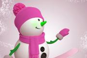 新年可爱雪人粉色帽子围巾手套桌面壁纸