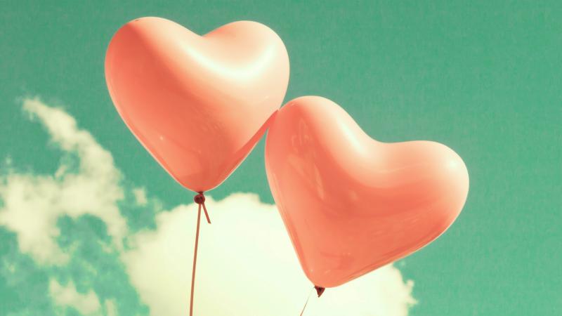 爱心，爱情，气球，天空，云，心，爱你，壁纸